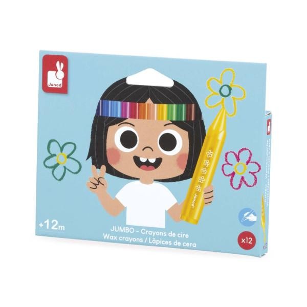 12 crayons cire Jumbo +12 mois - Janod