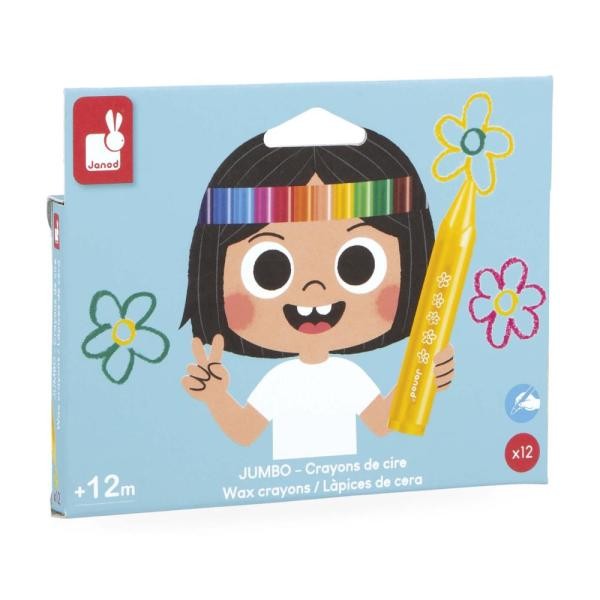 12 crayons cire Jumbo +12 mois - Janod