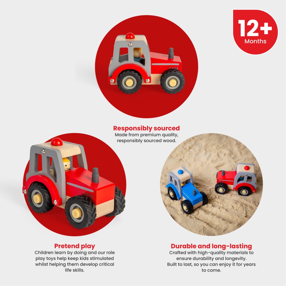 Tracteur Rouge en bois - Bigjigs
