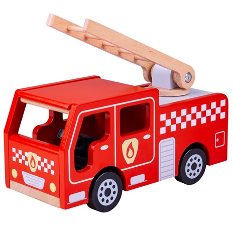 Camion de pompier en bois avec 2 pompiers - Bigjigs