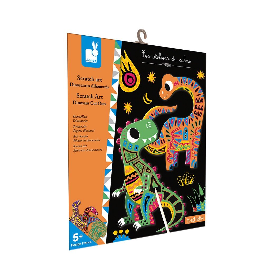 [J07889] Scratch Art Dinosaures silhouettes - Janod