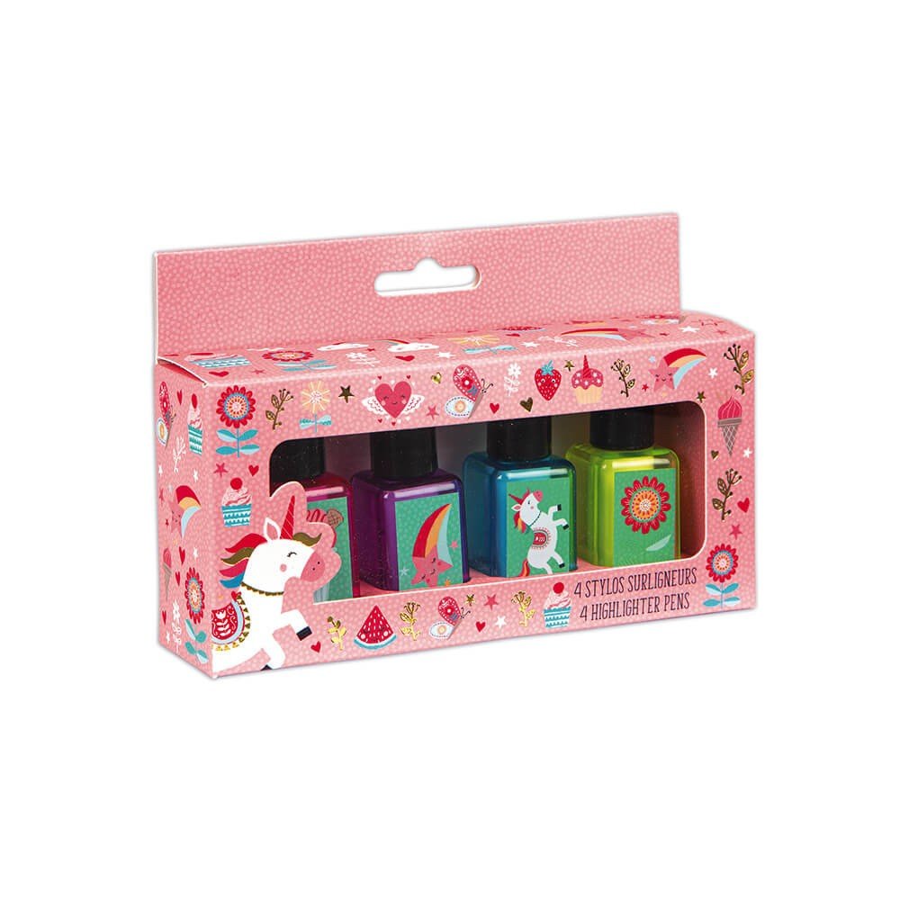 [J07861] 4 Stylos surligneur licorne - Janod