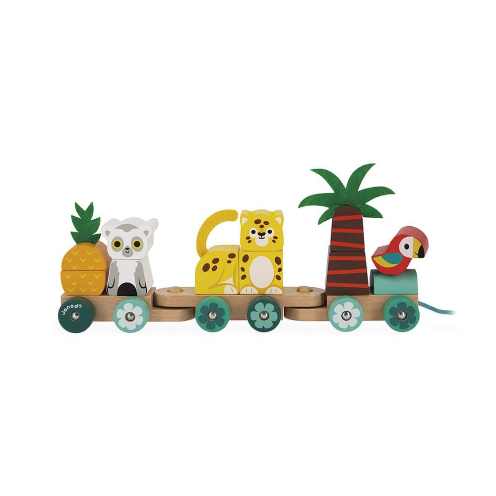 [J08272] Train en bois Tropical à tirer Tropik - Janod