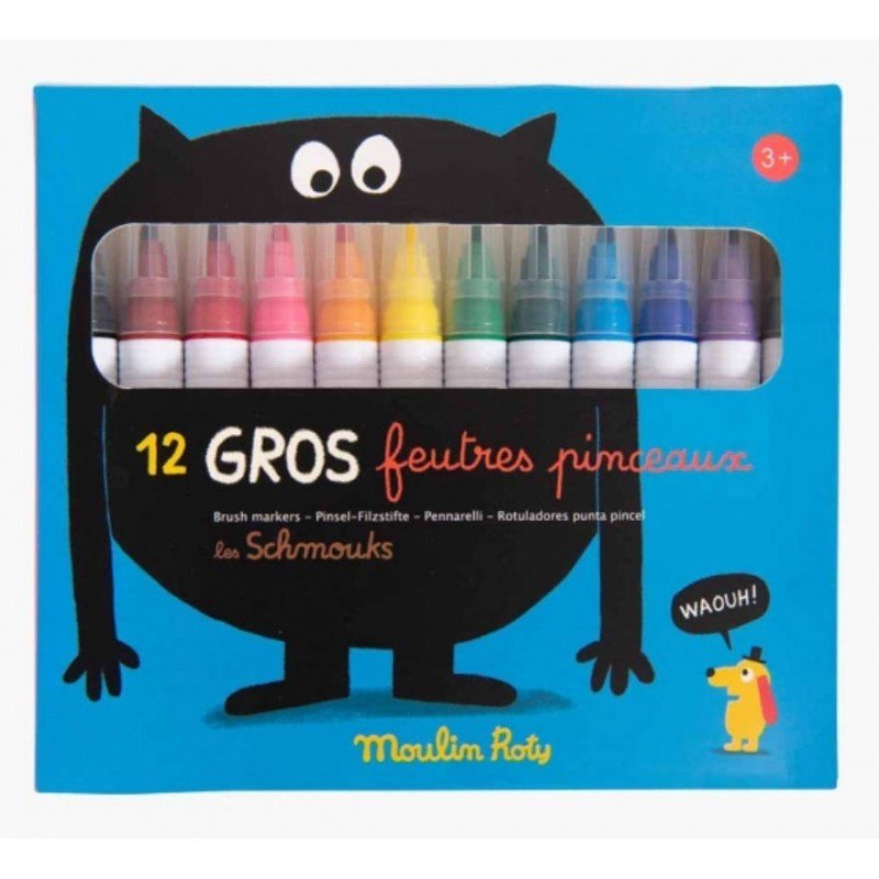 [716602] 12 gros feutres pinceaux Les Schmouks - Moulin Roty