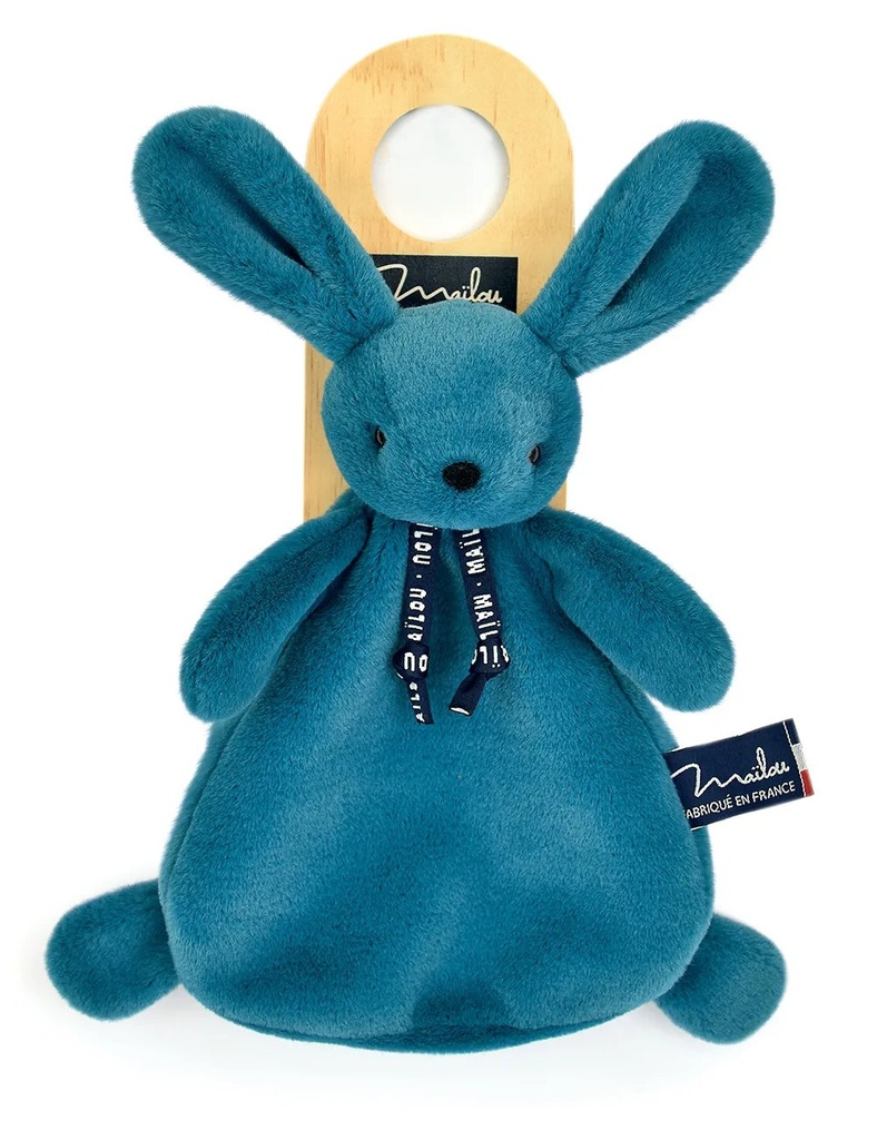 Doudou lapin Dorlotin Bleu Minéral - Mailou Tradition