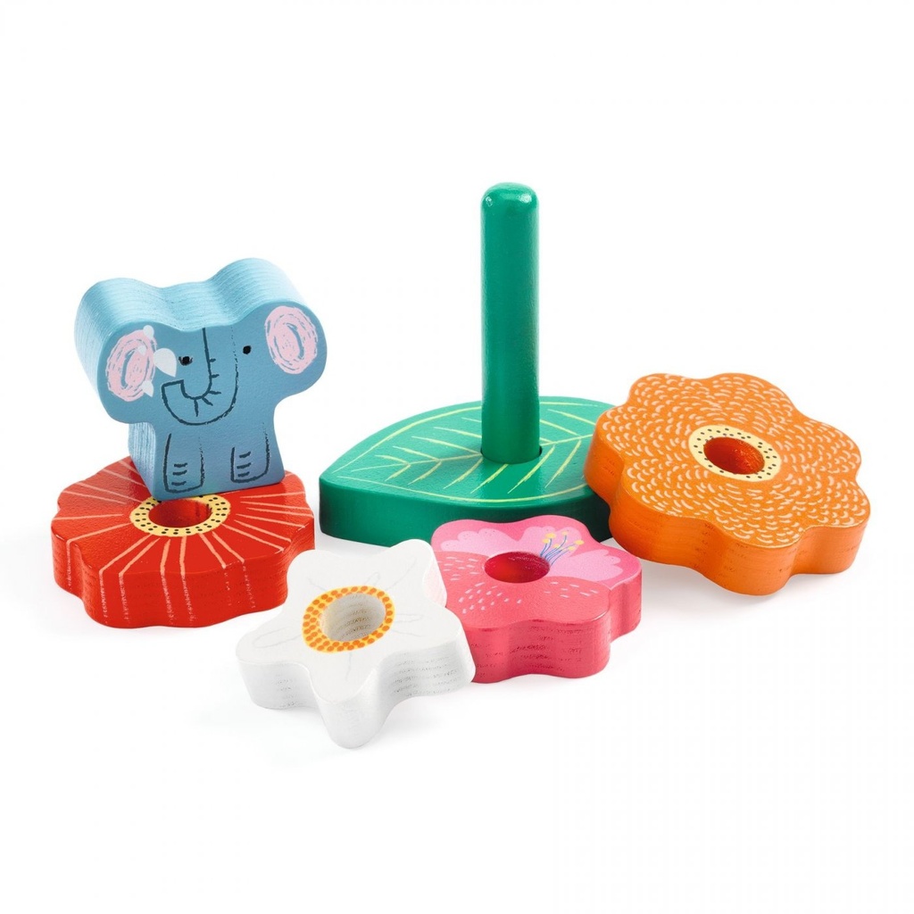 [DJ01074] Puzzle en bois et enfillage Puzz & Stack Happy- Djeco