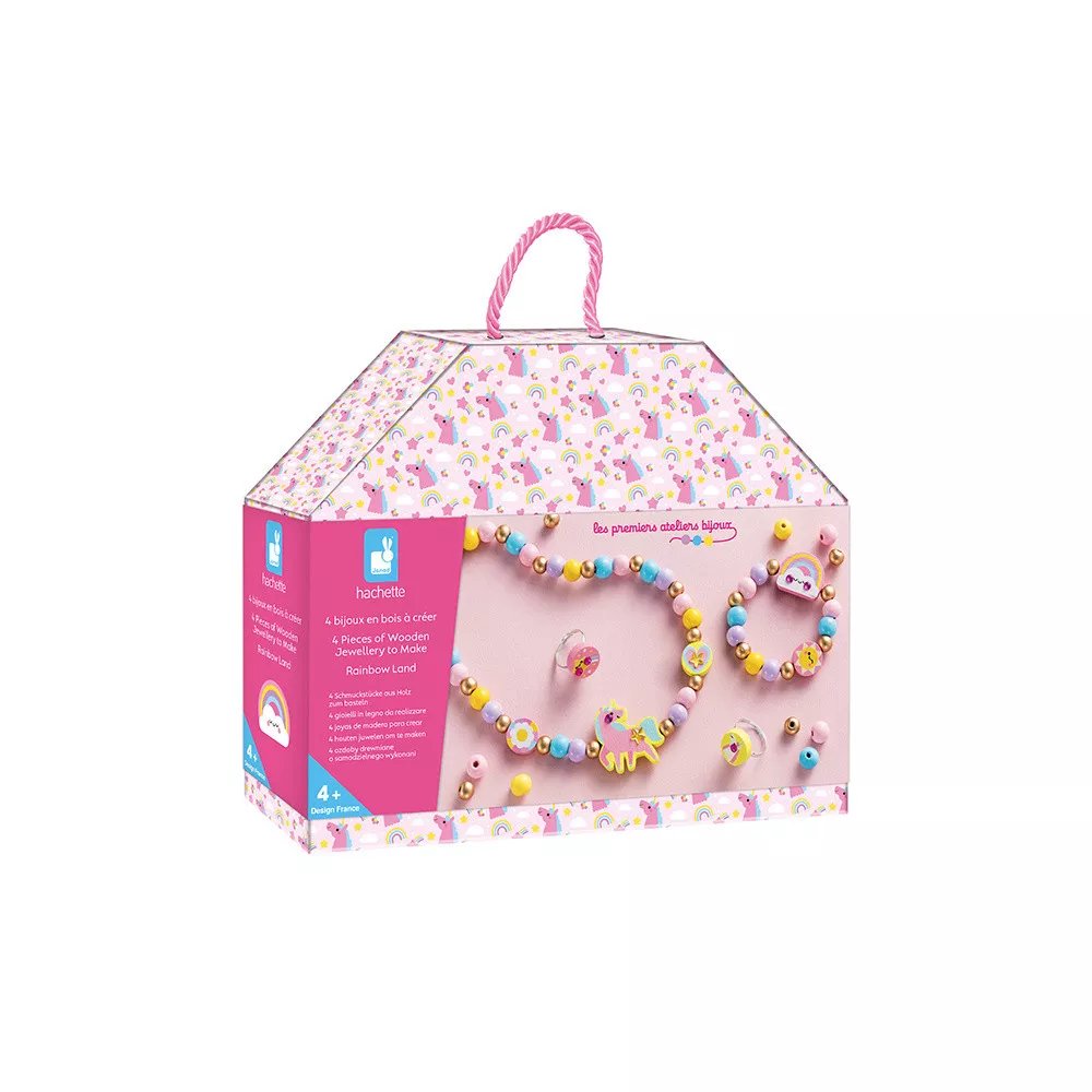 [J09129] 4 Bijoux En Bois A Créer - Rainbow Land - Janod
