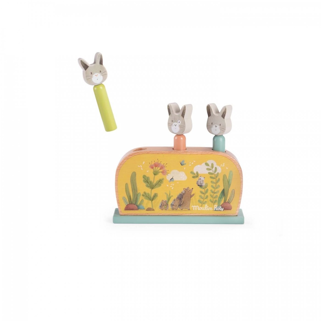 [678110] Jouet Pop up en bois Trois Petits Lapins - Moulin Roty
