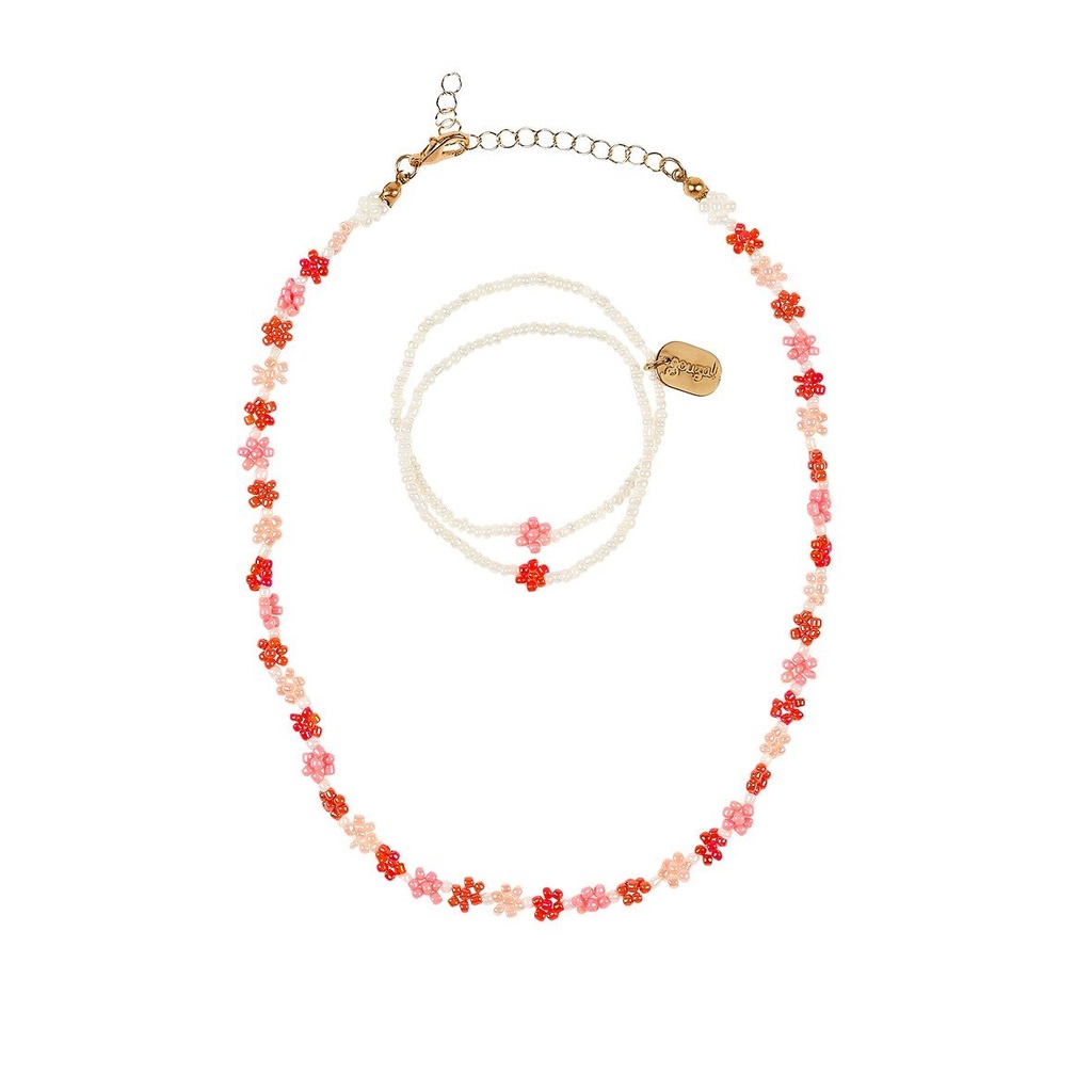 [107407] Ensemble collier et bracelet Millie fleur rose - Souza