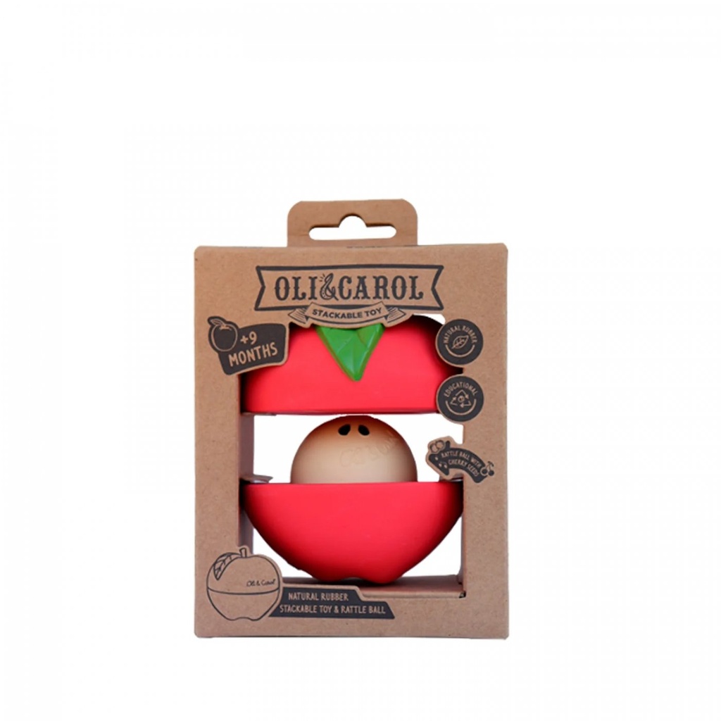 [L-PUZZLE-BOX-APPLE] Jouet à empiler et balle sonore Pomme - Oli & Carol