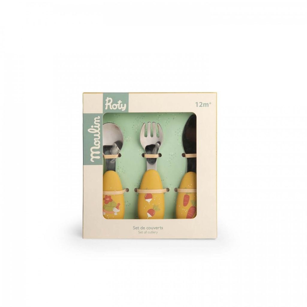 Set de couverts en silicone - Trois Petits Lapins - Moulin Roty
