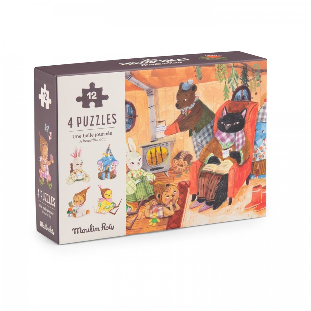 [681440] 4 puzzles Une belle journée (4x12 pièces) - Les Minouchkas - Moulin Roty