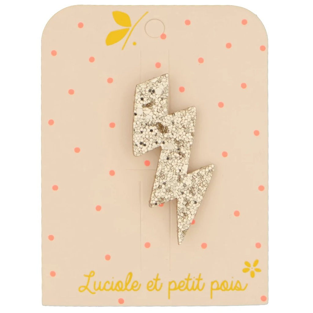 [BR_33] Broche Eclair doré - Luciole et Petit Pois