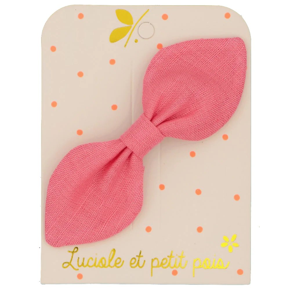 [NL_36] Barrette nœud lapin - Rose bonbon - Luciole et Petit Pois