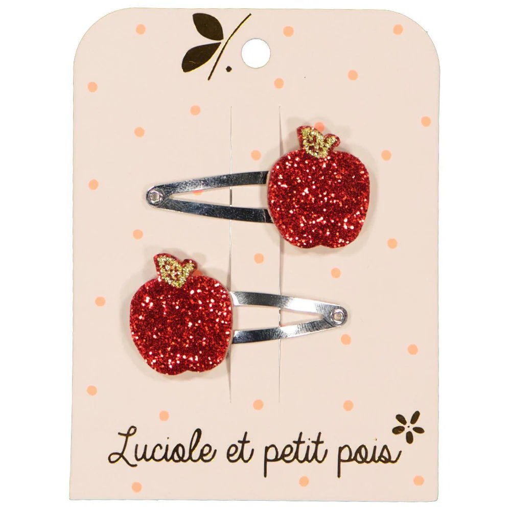 Barrettes pomme (paire) - Luciole et Petit Pois