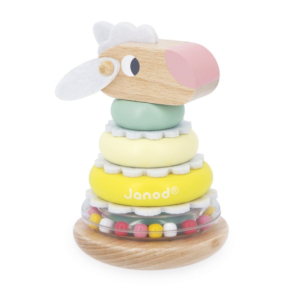 [J08292] Mouton à empiler en bois et anneau à billes - Janod