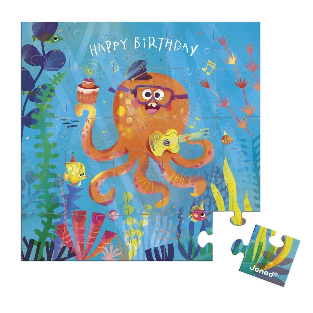 [J02395] Carte anniversaire Puzzle Poulpe - Janod