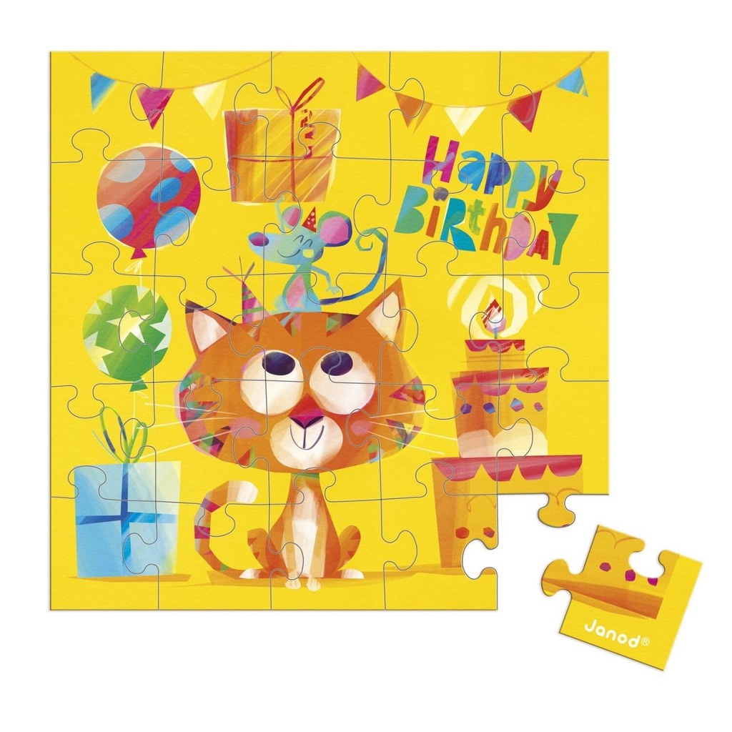 [J02397] Carte anniversaire Puzzle Chat - Janod