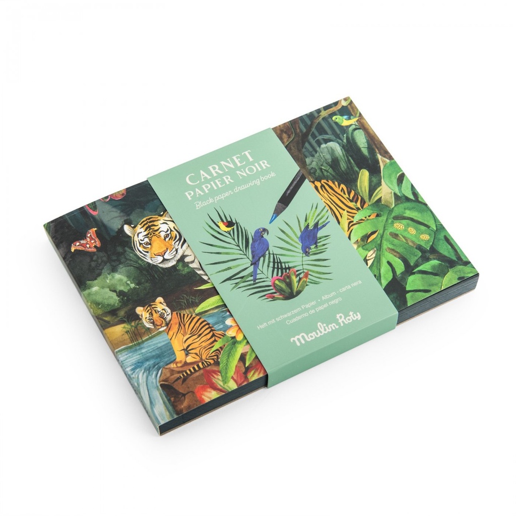 [719103] Carnet à dessin feuilles noires Tout autour du monde - Moulin Roty