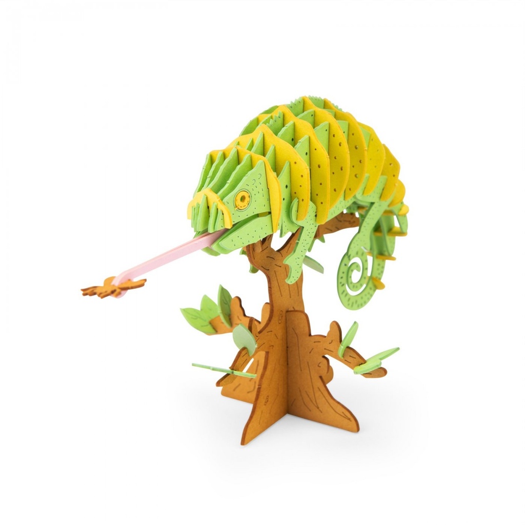 [719195] Puzzle 3D Caméléon Tout autour du monde - Moulin Roty