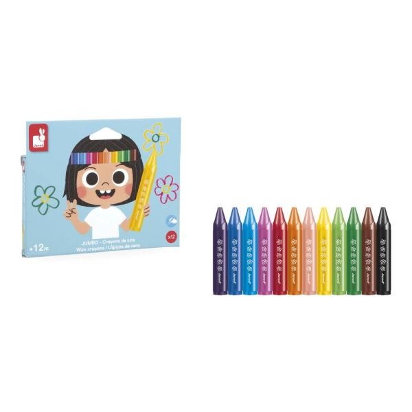 [J07401] 12 crayons cire Jumbo +12 mois - Janod