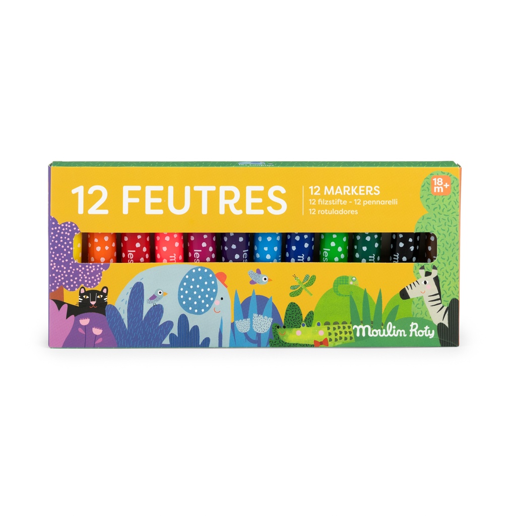 [679607] 12 gros feutres pointes coniques Les Toupitis - Moulin roty