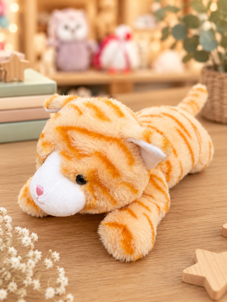 Peluche chat tigré allongé - Mc Hugs