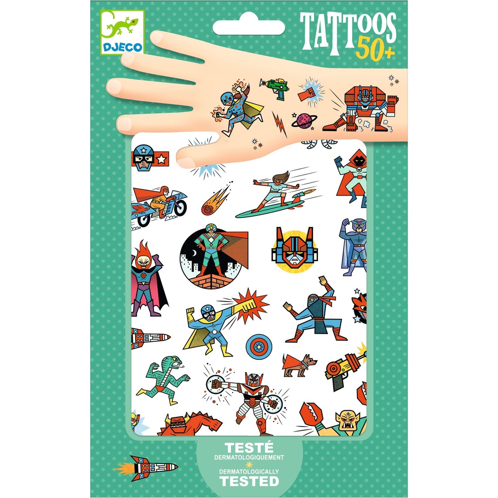 [DJ09614] Planche de Tattoos Héros contre Vilains - Djeco