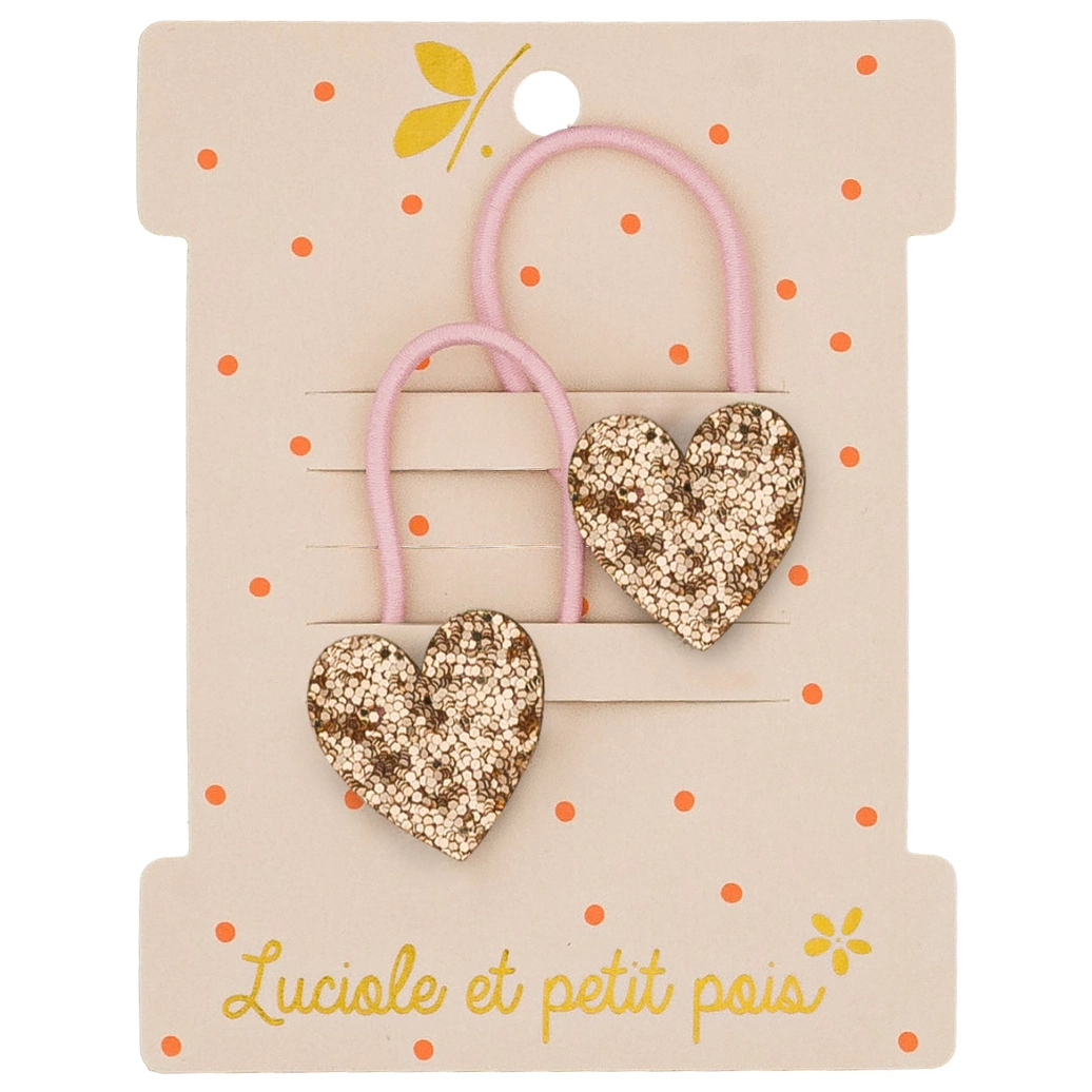 Elastiques - Cœurs rose (paire) - Luciole et petit pois