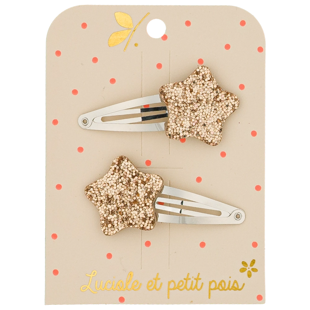 Barrettes Bubble star - Or (paire) - Luciole et petit pois