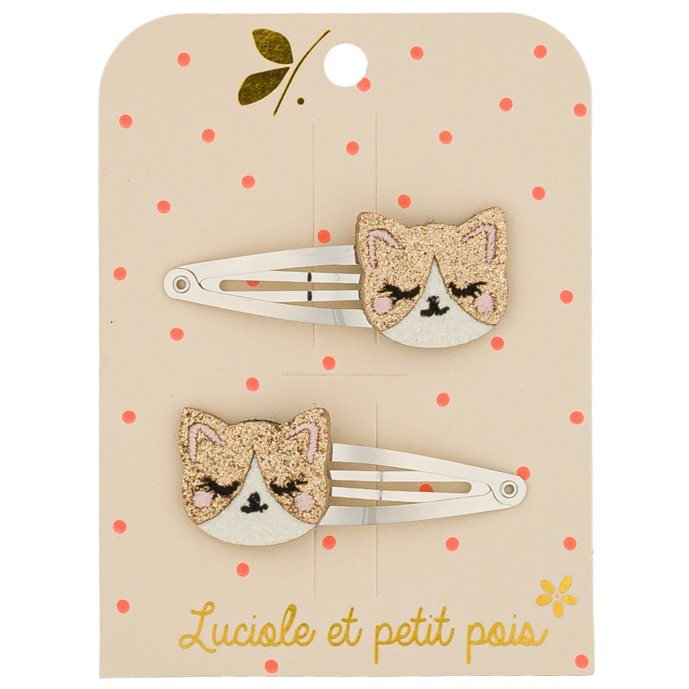 Barrettes Kitty le chat (paire) - Luciole et petit pois