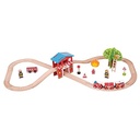 Circuit de train en bois Pompier - Bigjigs