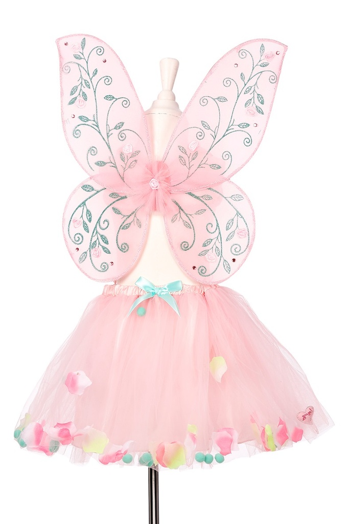 [100786] Déguisement Elody jupe + ailes, rose, ajustable - Souza