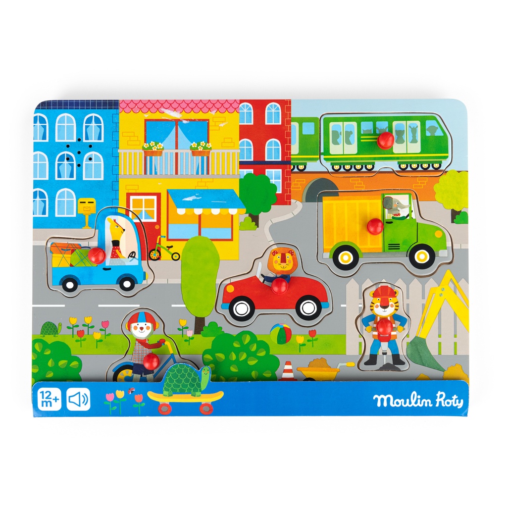 Puzzle sonore de la ville en bois Les Popipop - moulin Roty