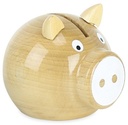 Tirelire cochon bois naturel-blanc - Vilac